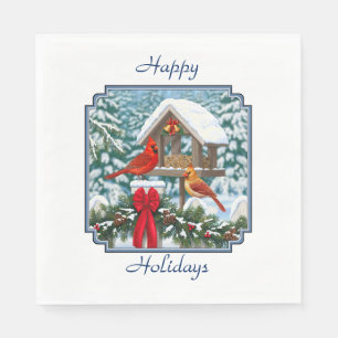 Cardinals and Christmas Bird Feeder Napkin