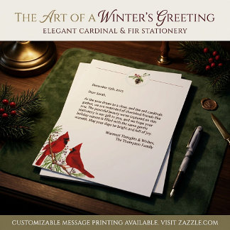 Cardinals and fir Christmas stationery paper