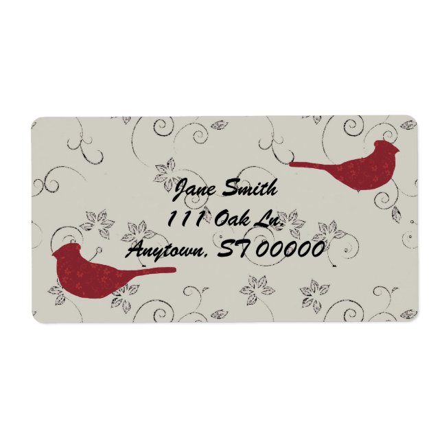 Cardinals and Flowering Vines Address Labels (Front)