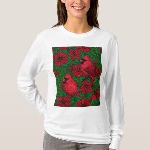 Cardinals and poinsettia for Christmas T-Shirt