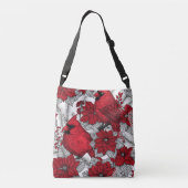 Cardinals and poinsettia in red and white crossbody bag (Back)