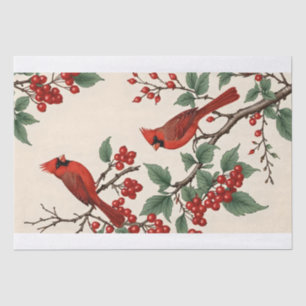 Cardinals and Red Berries Decoupage Tissue Paper