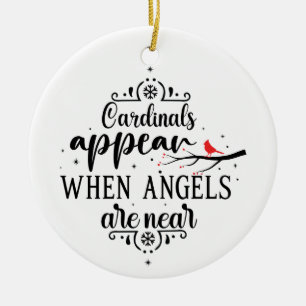 Cardinals Appear Angels Near Photo Memorial  Ceramic Ornament