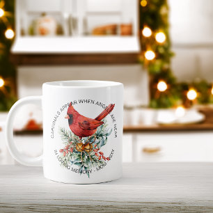 Cardinals Appear Sympathy Holiday Greenery Large Coffee Mug