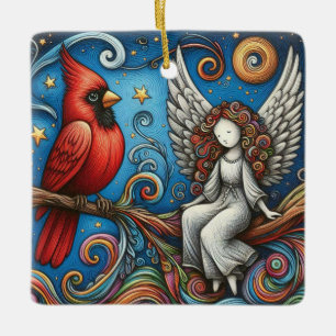 Cardinals appear when angels are near ceramic ornament