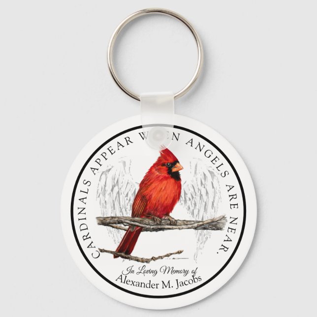 Cardinals Appear When Angels Near Personalised Key Ring (Front)