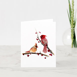 Cardinals Berry Branches Blank Note Or Thank You Card