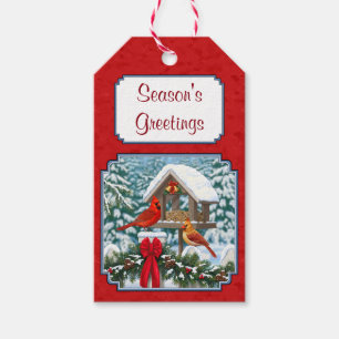 Cardinals Christmas Birdfeeder Red Gift Tags