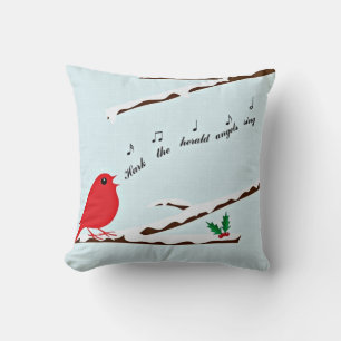 Cardinal's Christmas Carol Linen-look Pillow