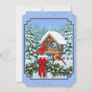 Cardinals Christmas Feast Blue Invitation