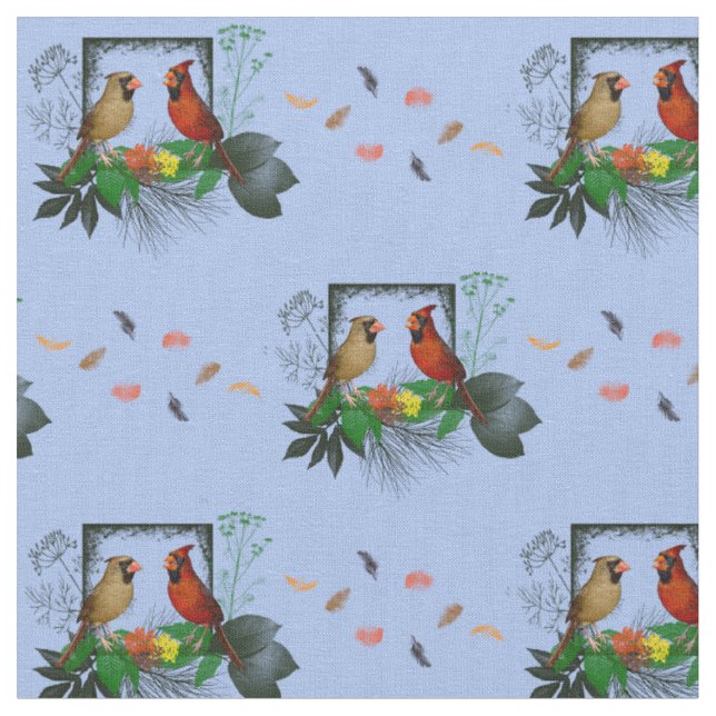 Cardinals Corner Fabric (Light Blue) (Close Up)