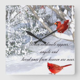 cardinals from heaven square wall clock