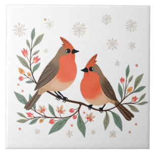 Cardinals illustration ceramic tile