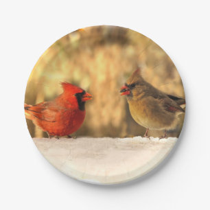 Cardinals in Autumn 7 Inch Paper Plate