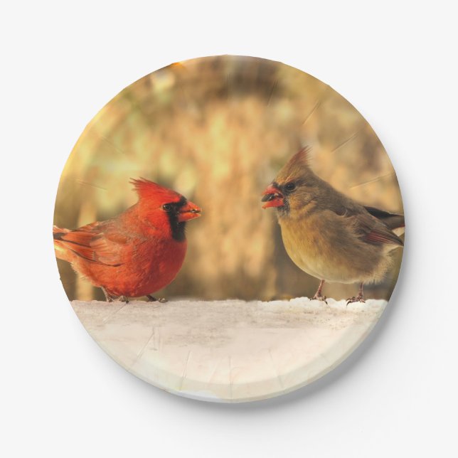 Cardinals in Autumn 7 Inch Paper Plate (Front)