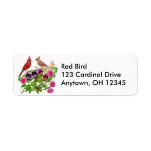 Cardinals in Garden Label Return Address Label