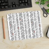 Cardinals in the Birch Trees in Light Grey