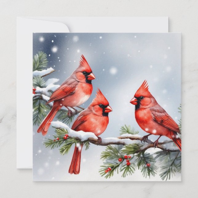 Cardinals in the Snow Flat Holiday Card (Front)