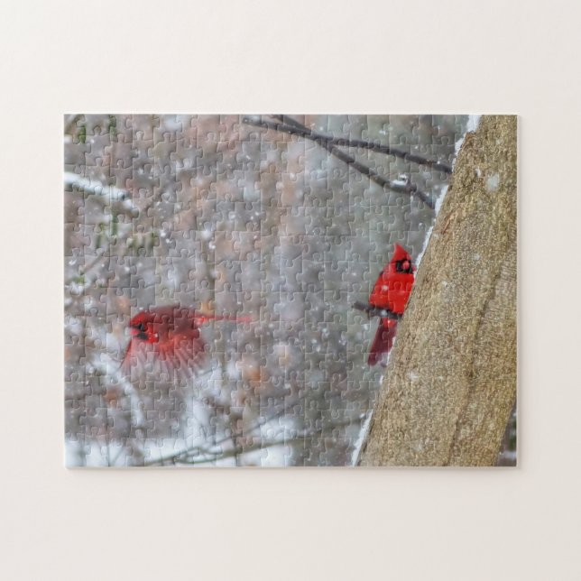Cardinals in the Snow Jigsaw Puzzle (Horizontal)