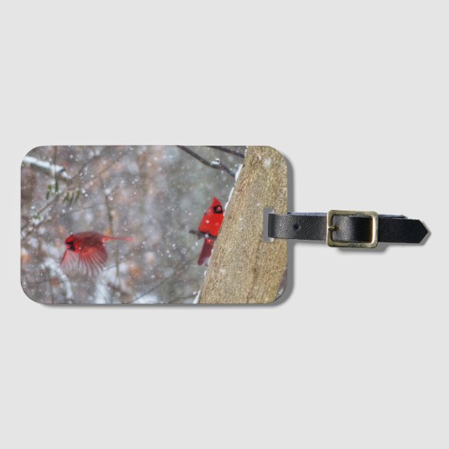 Cardinals in the Snow Luggage Tag (Front Horizontal)