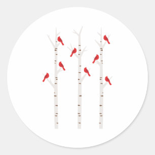 Cardinals In Trees Classic Round Sticker