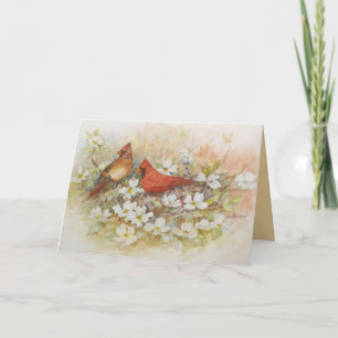 'Cardinals 'n Dogwood' greeting card