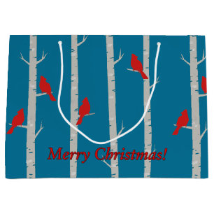 Cardinals on Birch Trees Christmas Gift Bag