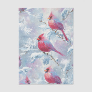 Cardinals on Snow-Covered Branches Tissue Paper