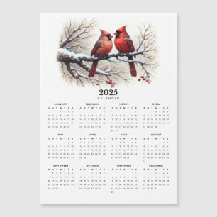 Cardinals on Snowy Branch 2025 Magnetic Calendar