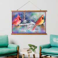 Cardinals on snowy branch