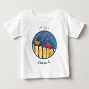 Cardinals on the Fence Painting - Original Art Baby T-Shirt