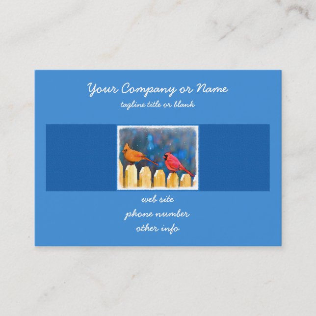 Cardinals on the Fence Painting - Original Art Business Card (Front)