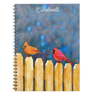 Cardinals on the Fence Painting - Original Art Notebook