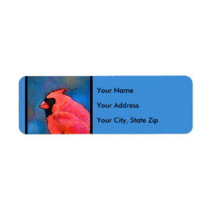 Cardinals on the Fence Painting - Original Art Return Address Label