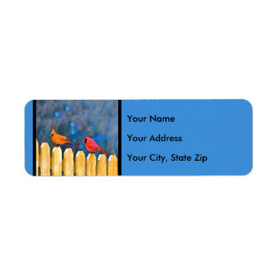 Cardinals on the Fence Painting - Original Art Return Address Label