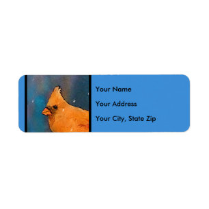 Cardinals on the Fence Painting - Original Art Return Address Label