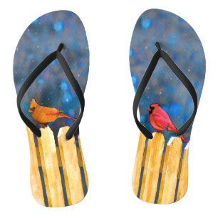 Cardinals on the Fence Painting - Original Art Thongs