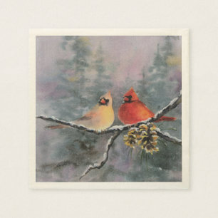 CARDINALS & PINE CONES by SHARON SHARPE Napkin