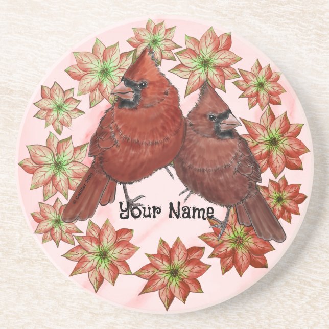 Cardinals Poinsettias Coaster (Front)