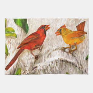 Cardinals. Singing of love Tea Towel