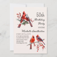Cardinals Snow Winter Birds 50th Birthday