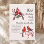 Cardinals Snow Winter Birds 90th Birthday Invitation<br><div class="desc">Beautiful red Cardinals on a snowy winter 90th birthday party invitation. Contact me for assistance with your customisations or to request additional matching or coordinating Zazzle products for your celebration.</div>