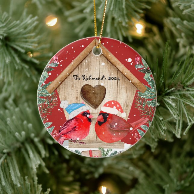 Cardinals Treehouse Personalised  Ceramic Ornament (Tree)