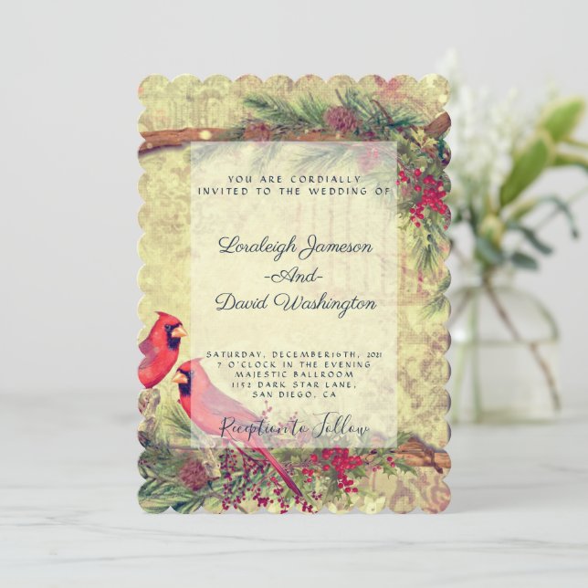 Cardinals wedding invitation (Standing Front)