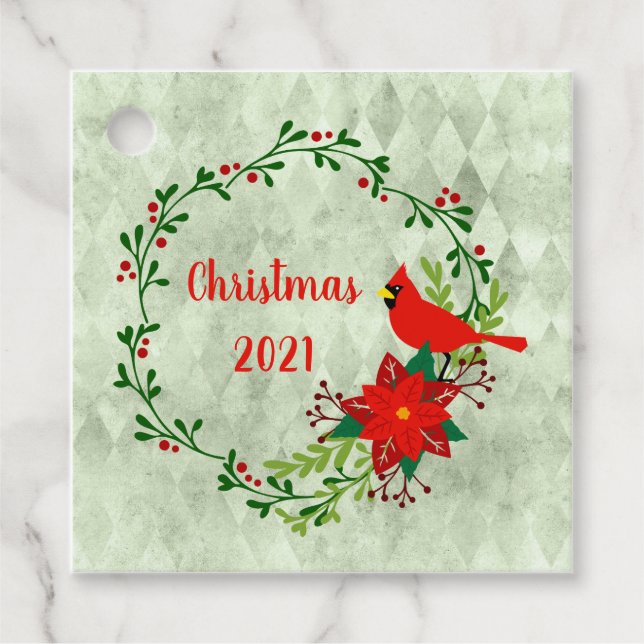 Cardinals Wreath Personalised  Favour Tags (Front)