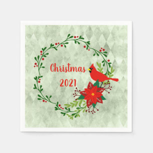 Cardinals Wreath Personalised Napkin