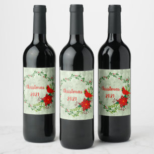 Cardinals Wreath Personalised Wine Label