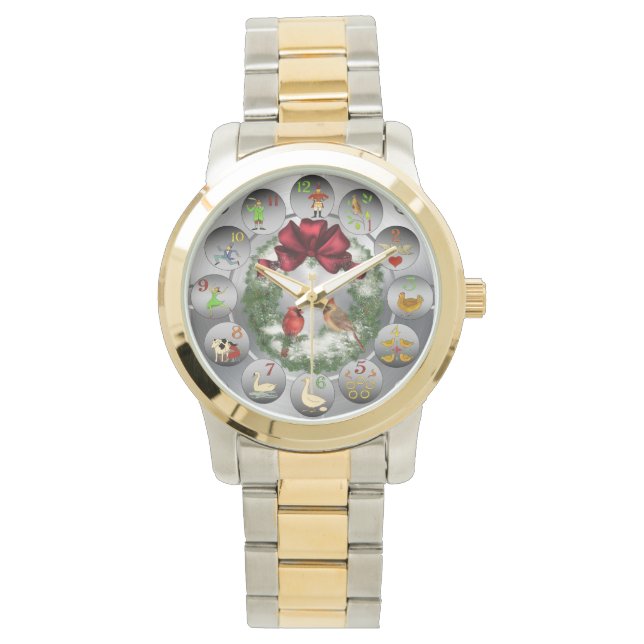 Cardinals Wreath ~ The 12 Days Of Christmas ~ Watch (Front)