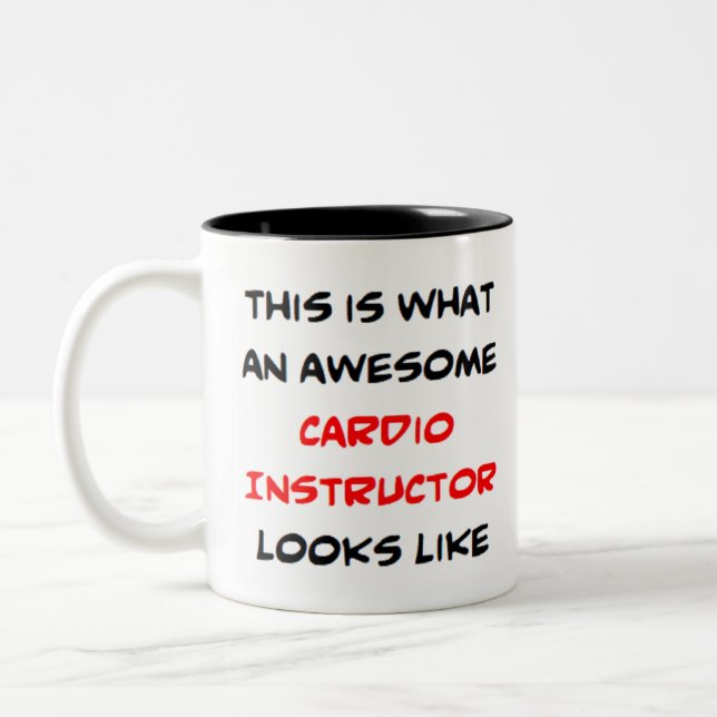 cardio instructor, awesome Two-Tone coffee mug (Left)