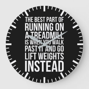 Cardio, Treadmill Running vs Lifting - Funny Gym Large Clock